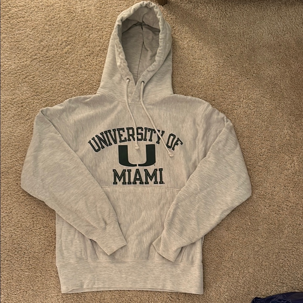Vintage Champion Gray University of Miami (UMiami) Hoodie - M